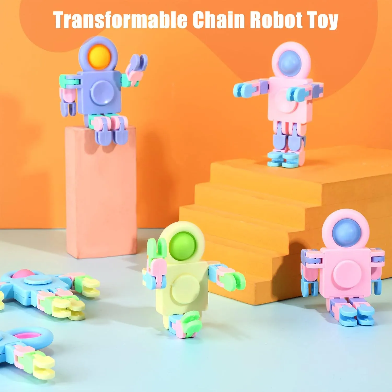 Scottish Goodie Bag Birthday School Gift Hanaive 24 Pcs Robot Fidget Spinners Transformable Fingertip Gyro Chain Toy Deformable DIY Stress Relief Fidget Sensory Toys Adults Pi?ata 