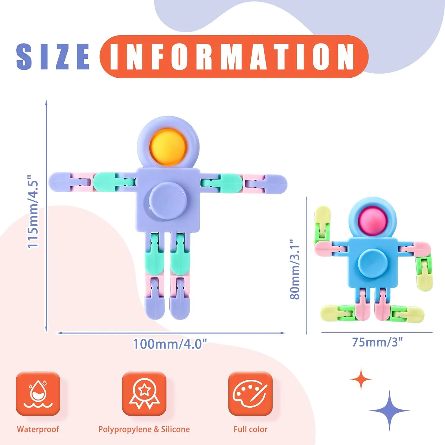 Scottish Goodie Bag Birthday School Gift Hanaive 24 Pcs Robot Fidget Spinners Transformable Fingertip Gyro Chain Toy Deformable DIY Stress Relief Fidget Sensory Toys Adults Pi?ata 