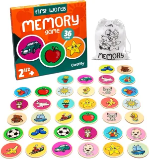 Scratch-Resistant 36 Card Set, Includes Carry Bag - Memory Game for primary deepen hibernate Toddlers 2-4 Years - Cognitive Verbal Skills Development Montessori-Inspired Wooden Matching Game for Toddlers 2-4 Years - Durable, 