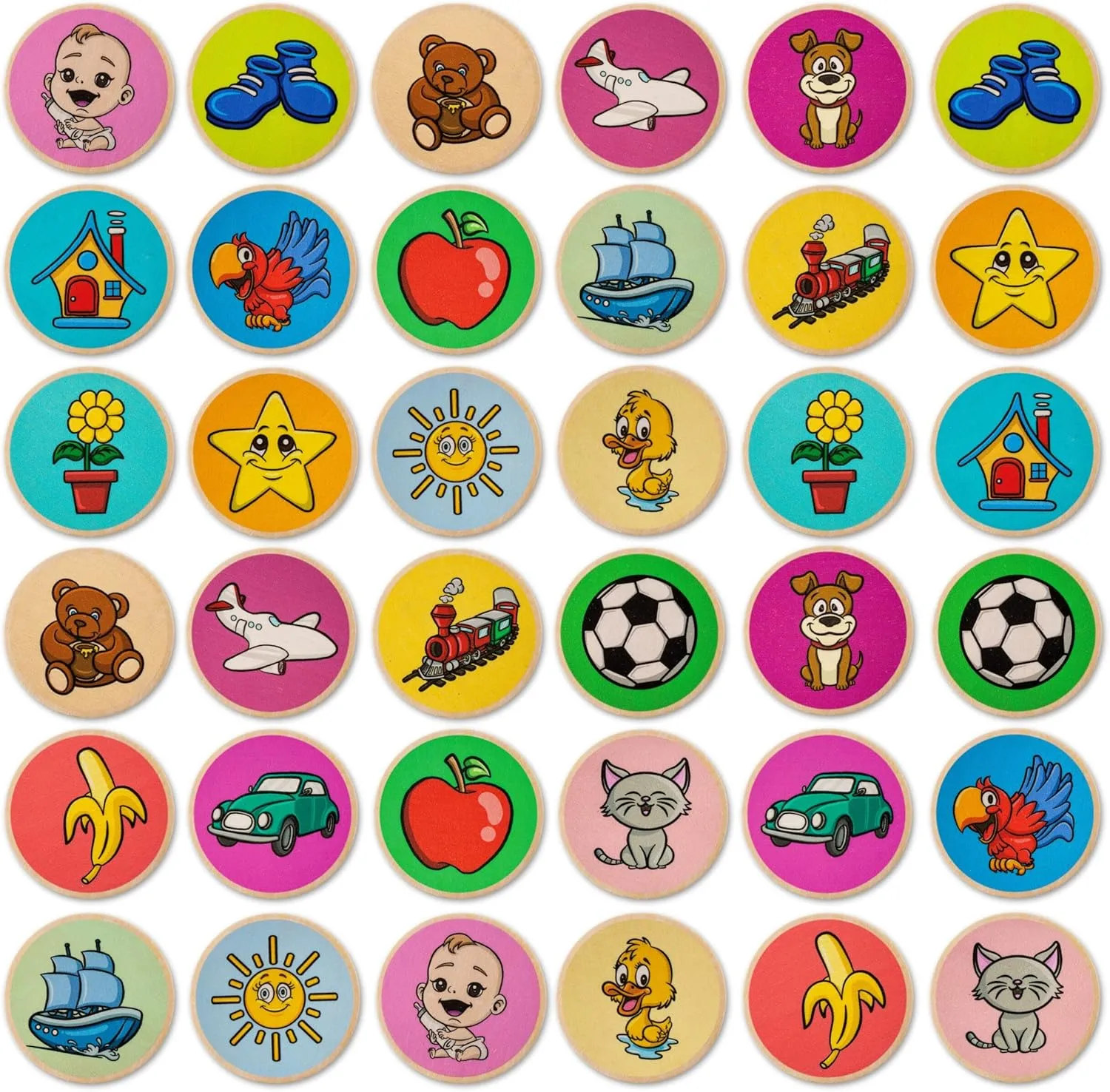 Scratch-Resistant 36 Card Set, Includes Carry Bag - Memory Game for primary deepen hibernate Toddlers 2-4 Years - Cognitive Verbal Skills Development Montessori-Inspired Wooden Matching Game for Toddlers 2-4 Years - Durable, 