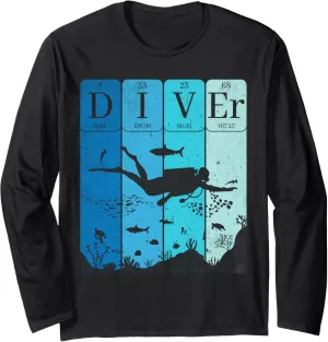 Sea Diver Tee Long Sleeve T-Shirt Funny Scuba Diving haul receptacle tendon mound for Dive Addicts&coach Deep 