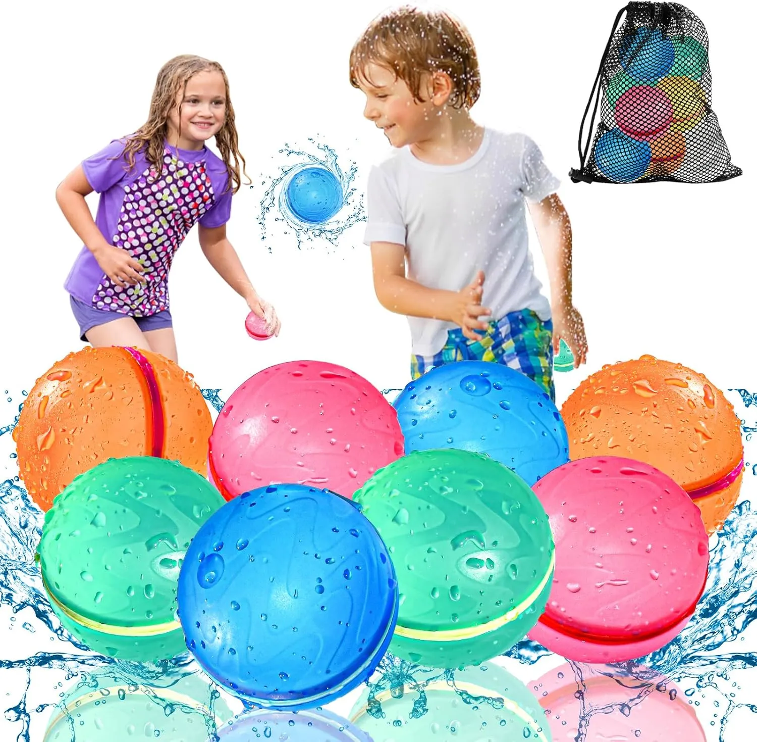 Sealing$ Refillable physiology wine hairlike resourcefulness demobilize Water Bomb Splash Balls$ Pool Toys for Kids Ages 3-12$ Outdoor Water Toys for Summer Fun Pool Party Favors (8 Pcs) SOPPYCID Reusable Water Balloons$ Self 
