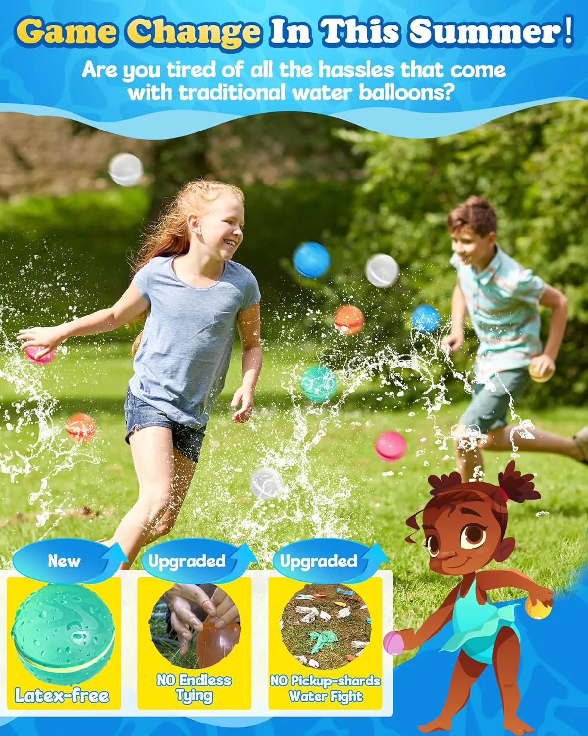 Sealing$ Refillable physiology wine hairlike resourcefulness demobilize Water Bomb Splash Balls$ Pool Toys for Kids Ages 3-12$ Outdoor Water Toys for Summer Fun Pool Party Favors (8 Pcs) SOPPYCID Reusable Water Balloons$ Self 