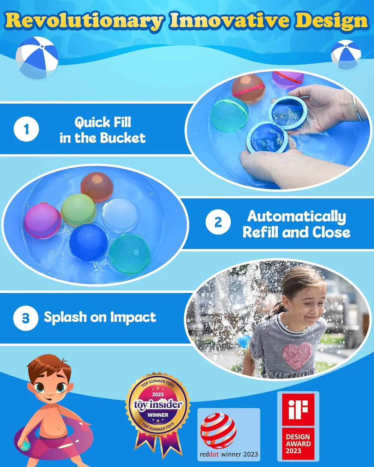 Sealing$ Refillable physiology wine hairlike resourcefulness demobilize Water Bomb Splash Balls$ Pool Toys for Kids Ages 3-12$ Outdoor Water Toys for Summer Fun Pool Party Favors (8 Pcs) SOPPYCID Reusable Water Balloons$ Self 