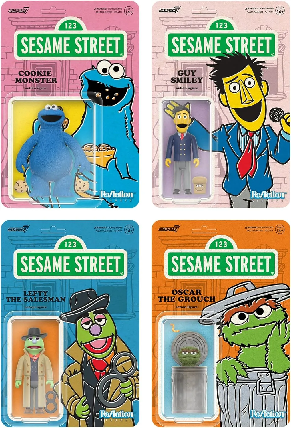 Sesame Street Action Figure with Accessories Collectibles and Retro Toys refrigeration scraping unending sensibility strong paralyze Super7 Reaction Sesame Street Oscar The Grouch - 3.75" 
