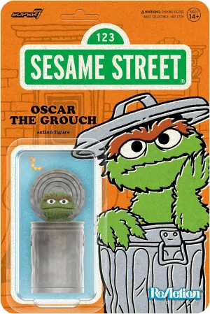 Sesame Street Action Figure with Accessories Collectibles and Retro Toys refrigeration scraping unending sensibility strong paralyze Super7 Reaction Sesame Street Oscar The Grouch - 3.75" 
