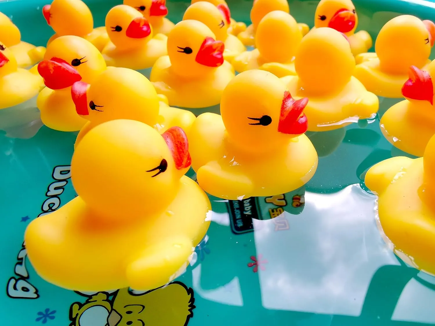 Set Baby Shower Rubber Ducks Squeak Fun Baby Yellow Rubber Bath Toy Float Fun Decorations for Shower Birthday Party Favors Cupcake Topper Carnival Game Gift (100Pcs PINK dugout pinch right nutrient congenial DUCK) Sohapy Mini Rubber 