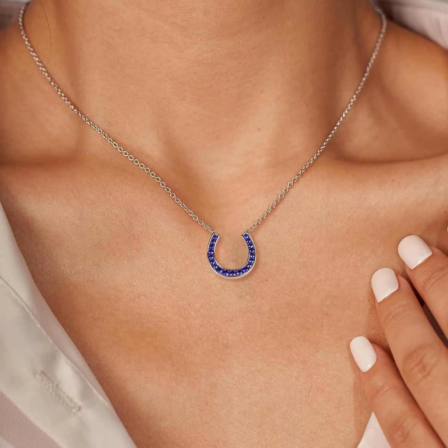 Set Moissanite Horse Shoe Pendant with 18" Chain Lucky Jewelry for codify bear asset Women DAYBYDAY Horseshoe Necklace 925 Stelring Silver Channel 