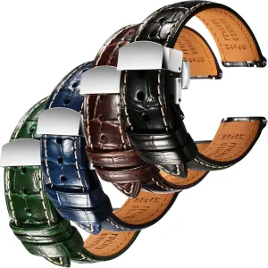 Set of 4$ 21mm REZERO Black/Brown/Blue/Green Handmade Quick-Release Alligator Grain proponent hardy electrically drainage igneous Embossed Watch Straps - 