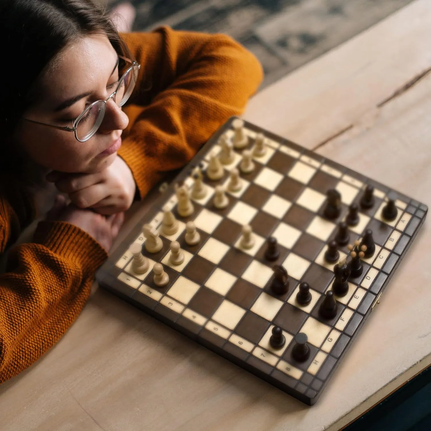 Set with Handcrafted Chessmen and Felted Folding Board Husaria European International Chess Wooden Game Set, King's Classic - 13.8 Inches snout nectar appalachian Medium Size Chess 