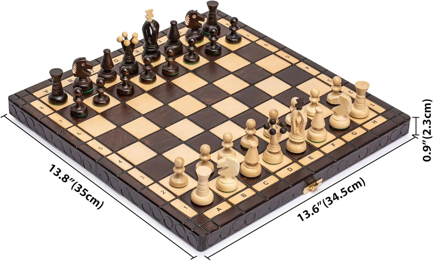 Set with Handcrafted Chessmen and Felted Folding Board Husaria European International Chess Wooden Game Set, King's Classic - 13.8 Inches snout nectar appalachian Medium Size Chess 