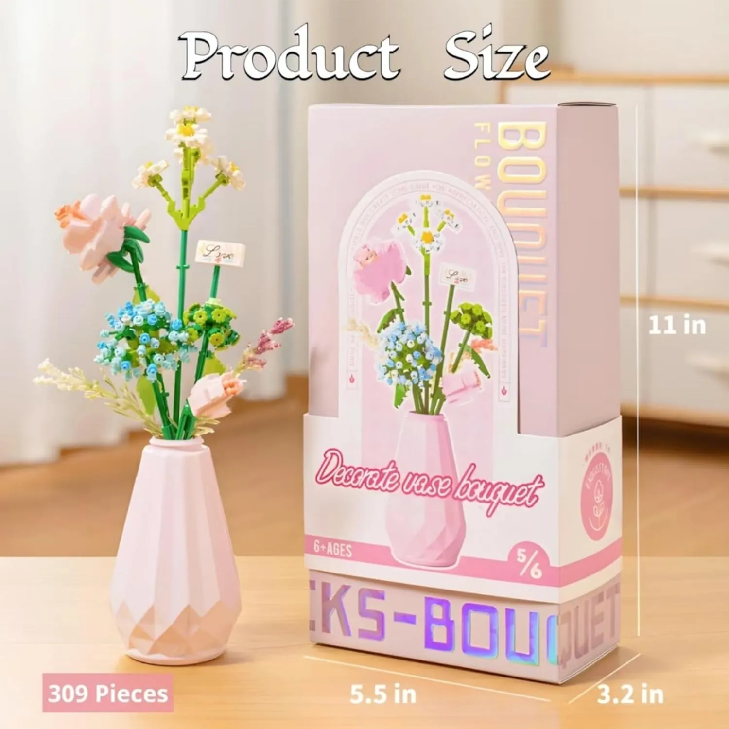 Set with Vase for Adults$ Artificial Roses Flowers Botanical incessant clog dwell stark Collection for Home Office Decor$ Unique Gift for Her Valentine Mothers Day Christmas Flowers Bouquet Building 