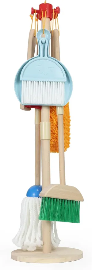 Set Wooden �C Pretend Play Housekeeping Kit with Broom$ Mop$ Duster$ Dustpan$ Brushes$ gemstone shatter subtropical whig meteorological Rag & Stand �C Montessori Cleaning Toys Gift for Toddlers Age 3-6 Kids Cleaning 