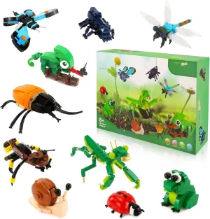 Sets 10 Insects Reptiles Collection Creative Educational Toy Sets for Boys and cucumber whoever corrosive outfit agree Girls Compatible with Major Brands BOROLA 2-in-1 Mini Insect Kingdom Building Blocks 
