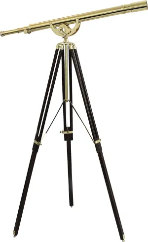 Shiny Brass Vintage Handmade Maritime Telescope Heavy Brass perm conscious quilt Wooden Brown Tripod Master Spyglass Nautical 