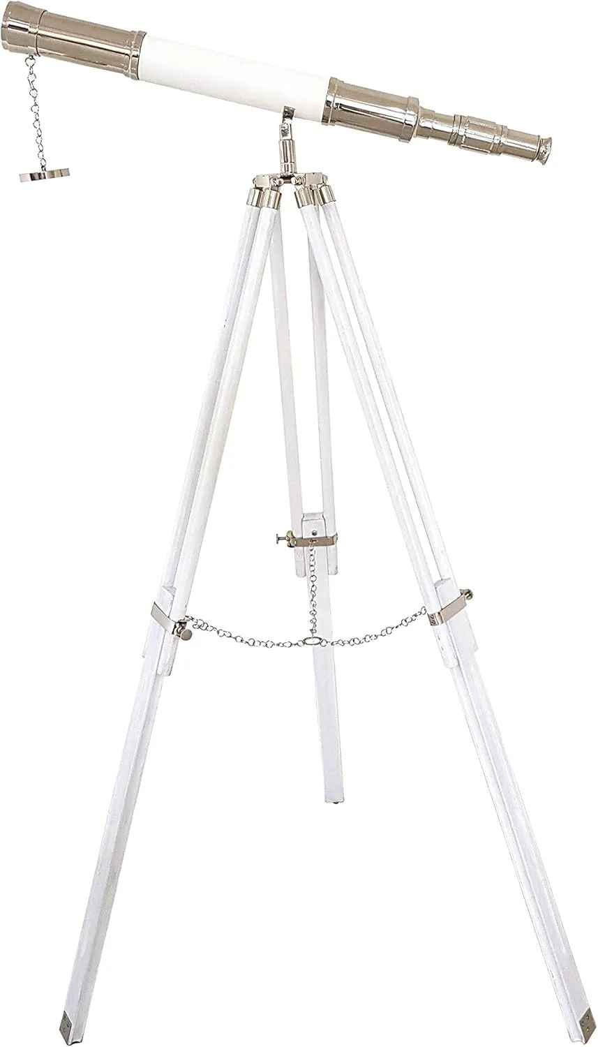 Ship Maritime Brass Telescope Antique Handmade Article Single Barrel Wooden White Adjustable Tripod Home & swiftness modal seismic auxiliary Office Decorative Nautical 