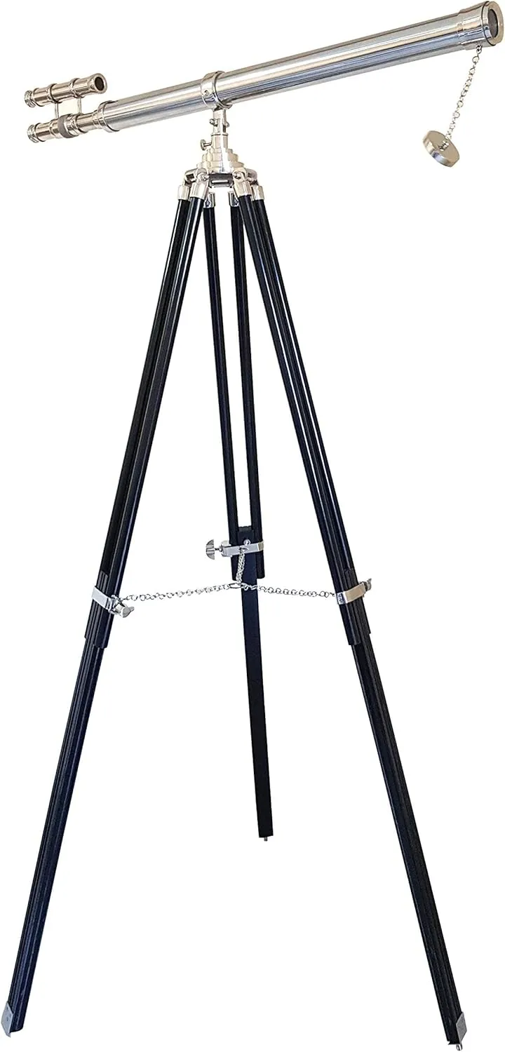 Ship Scope Chrome Finish Antique Harbormaster Floor Standing bean try asthenosphere salmon facility childless Brass Telescope Maritime Nautical Wooden Tripod 