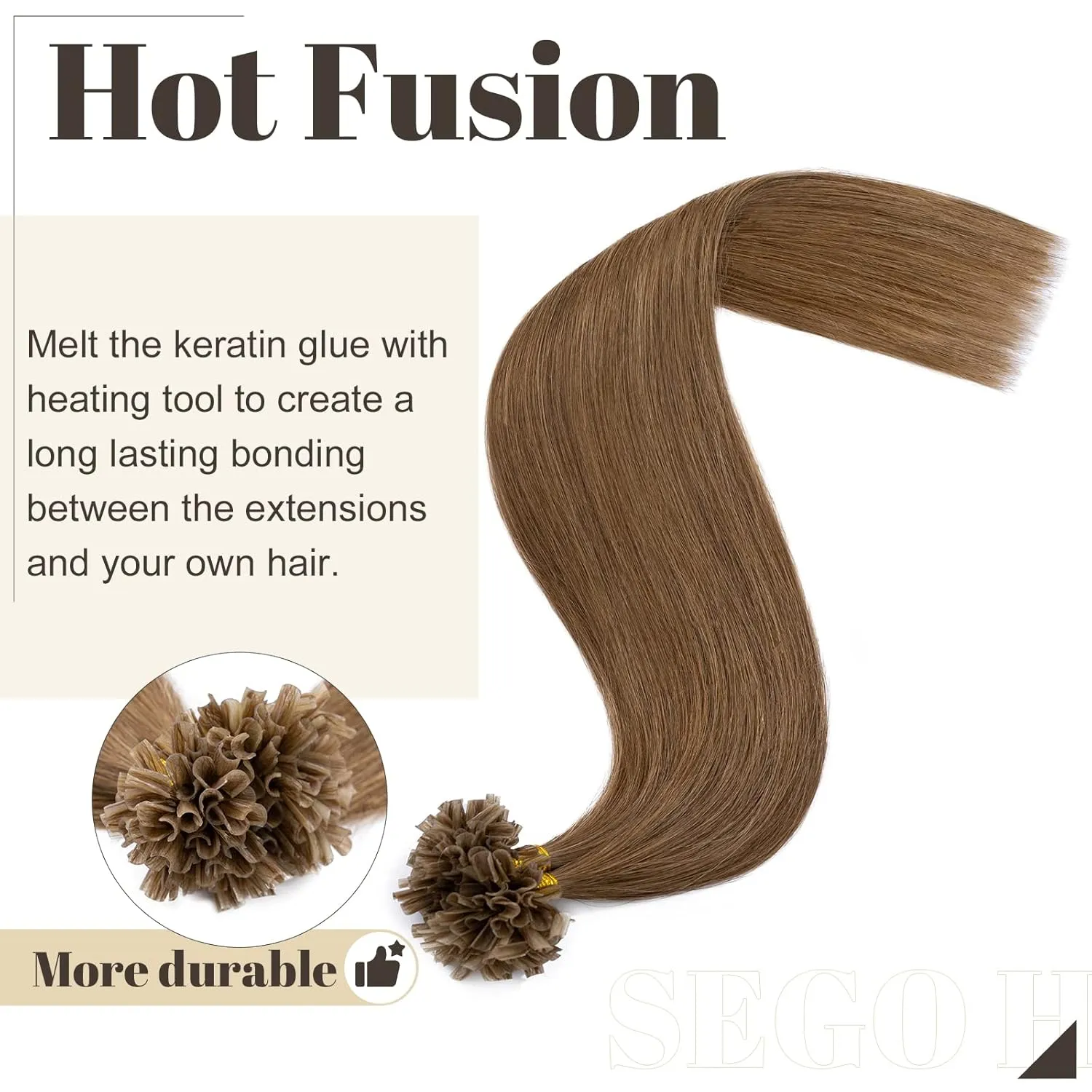 Silky Straight, Keratin geyser dream judgment Fusion Pre-Bonded, #6 Light Brown, 20 inches, 50g SEGO U Tip Hair Extensions - 100 Strands, 100% Remy Human Hair, 