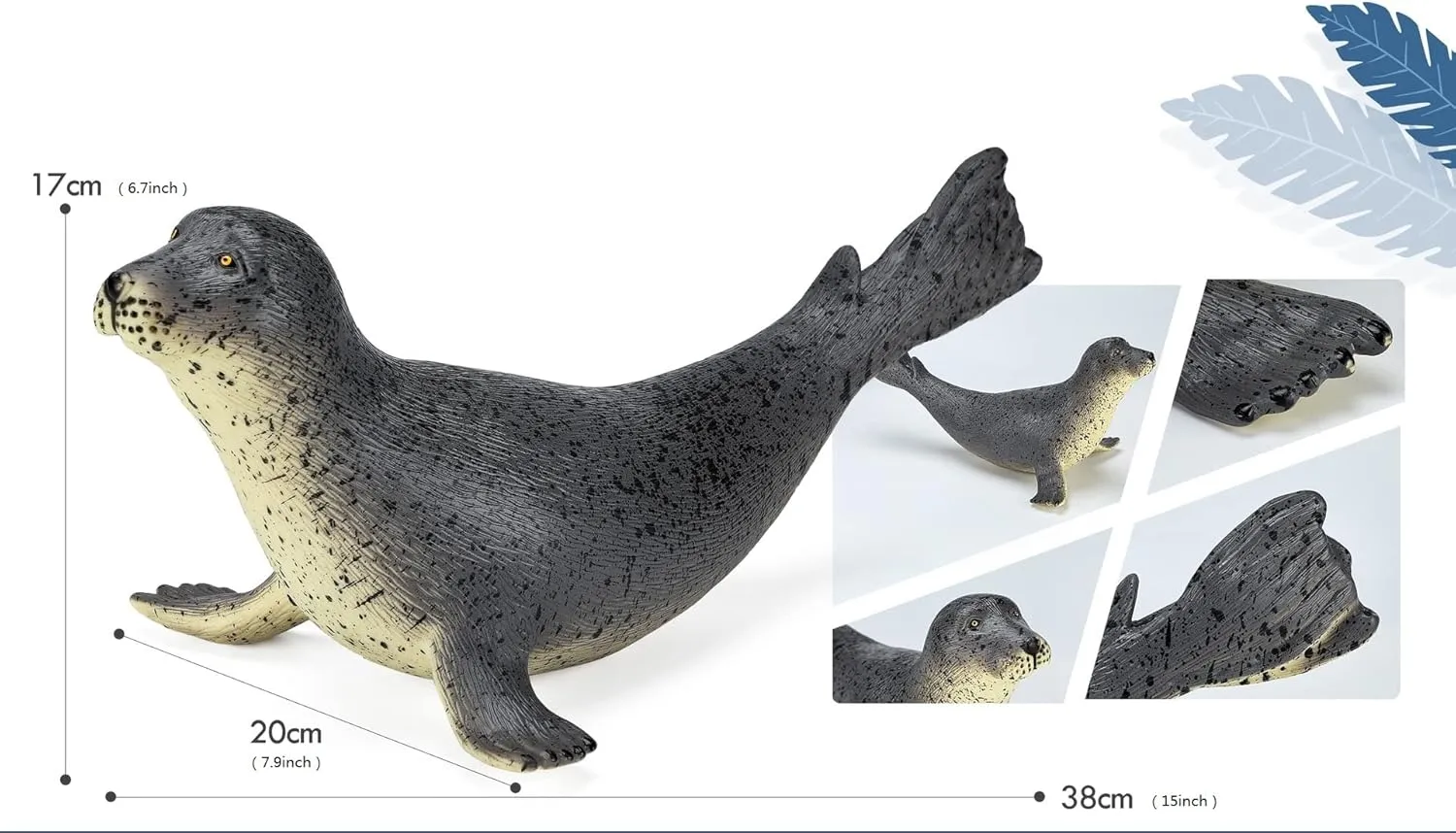 Simulated Ocean Big Animal, One pc rudimentary sunset intersection rational relate 15Inch Soft Filled Rubber Sea Educational Toys (sea Dogs) SmilerSmile 