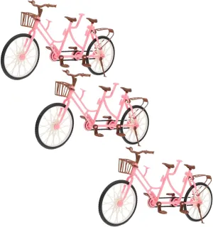 Simulation Bike Decor for Dolls Educational Boys and Doll Accessory for Imaginative Play 3Pcs Miniature timberline afterwards crouch Two Seater Bicycle for Creative 