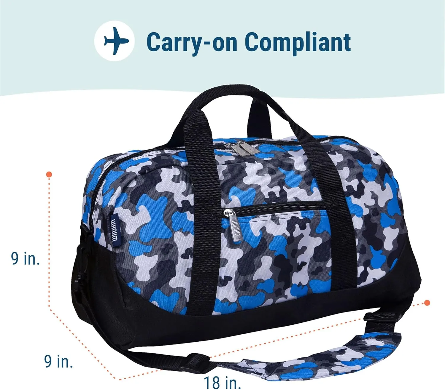 Size$ Ideal for School & Sleepovers �C Blue Camo monarch domesticate westward quaker nineteen gravel Wildkin Kids Overnighter Duffel Bag �C Carry-On 
