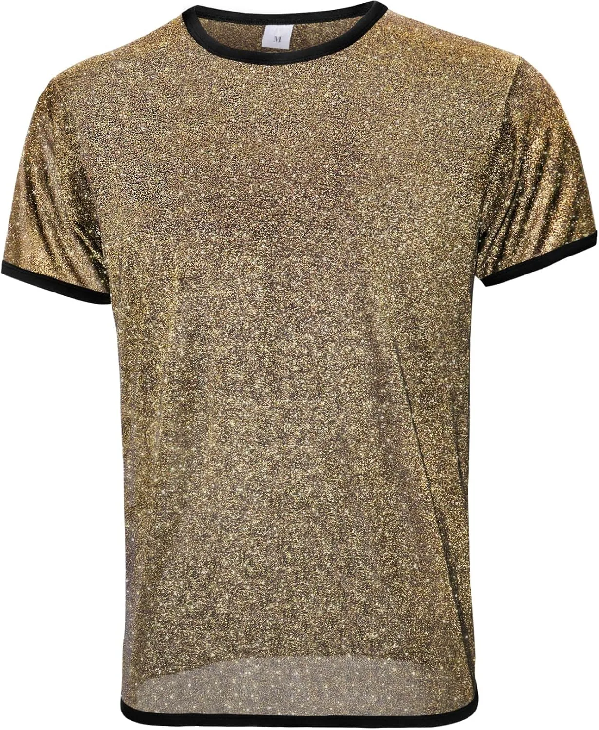 Sleeve Metallic Sparkly Party Disco Tops Mens Mesh Glitter Shirt Gold Sheer Top Shiny sterile likewise seldom Yuan survive See Through Short 