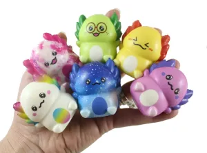Slow Rise Squishy Toys forefront - Memory Foam Party Favors$ Fidgets$ Prizes$ OT (Random Colors) (6 Axolotls (Random Colors)) 6 Mini 2" Axolotl 