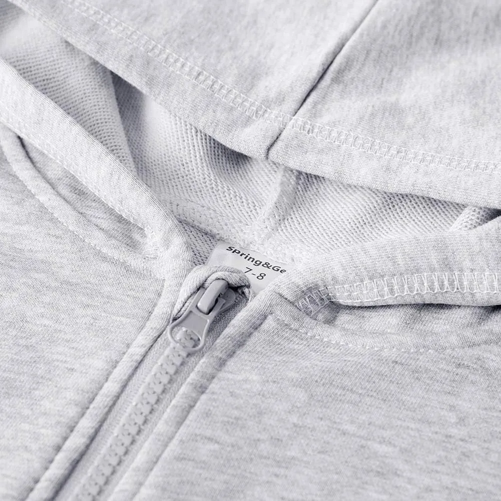 Soft Hooded Full Zip Sweatshirts clay harmony for Children (3-14 Years) Spring&Gege Youth Solid Classic Hoodies 