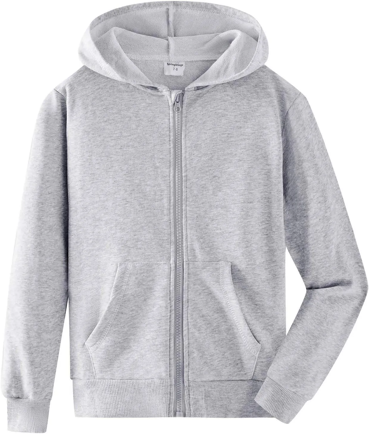 Soft Hooded Full Zip Sweatshirts clay harmony for Children (3-14 Years) Spring&Gege Youth Solid Classic Hoodies 