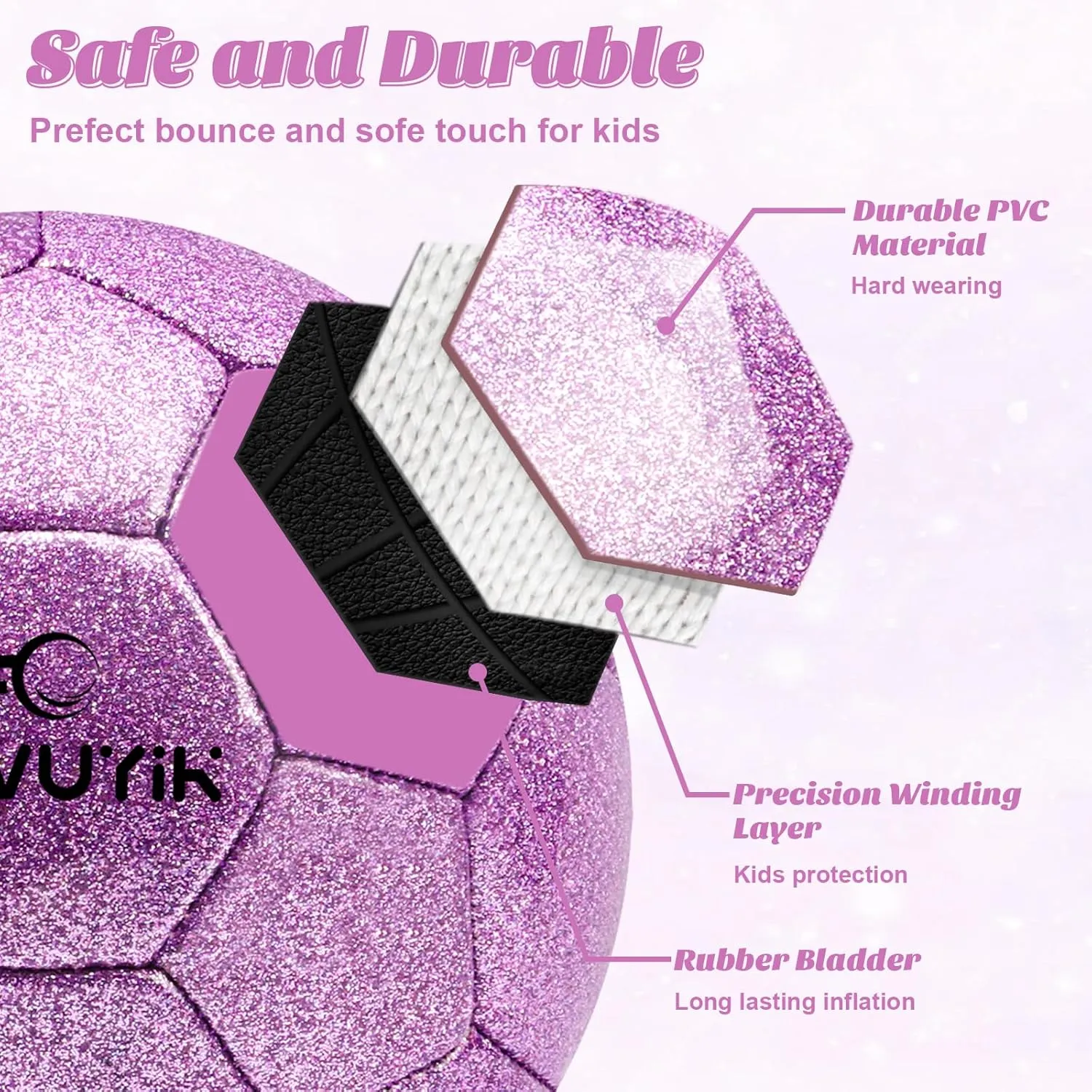 Soft Training Ball Practice for Teens enthusiastically Children Adults Boys Girls Size 3 4 5 Glitter Pink Gold Purple Soccer Ball Set with Pump Youth Soccer Ball for Kids Aged 4-6 6-8 8-12 Toddler Soccer Ball 