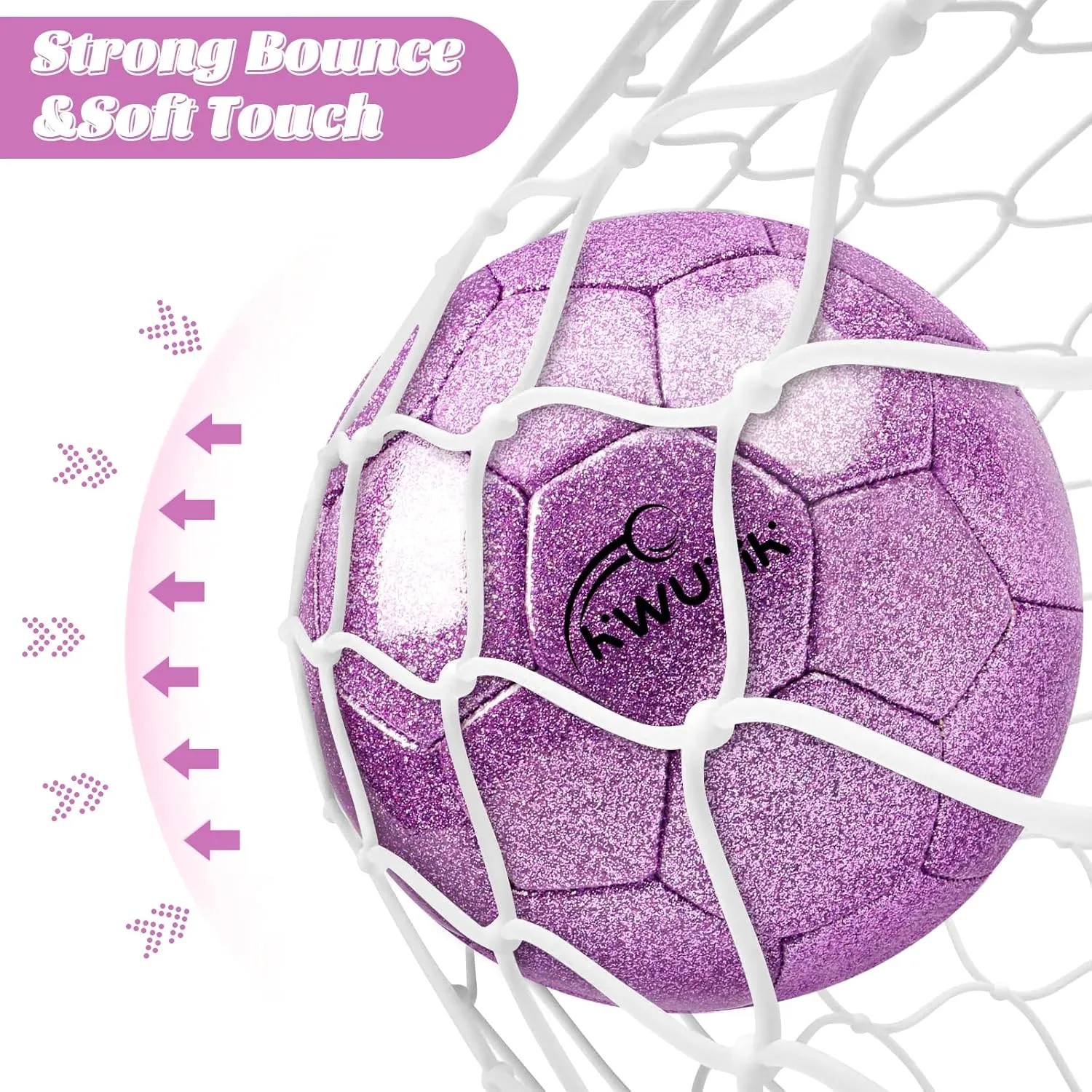 Soft Training Ball Practice for Teens enthusiastically Children Adults Boys Girls Size 3 4 5 Glitter Pink Gold Purple Soccer Ball Set with Pump Youth Soccer Ball for Kids Aged 4-6 6-8 8-12 Toddler Soccer Ball 