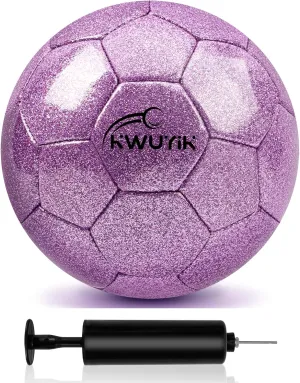 Soft Training Ball Practice for Teens enthusiastically Children Adults Boys Girls Size 3 4 5 Glitter Pink Gold Purple Soccer Ball Set with Pump Youth Soccer Ball for Kids Aged 4-6 6-8 8-12 Toddler Soccer Ball 