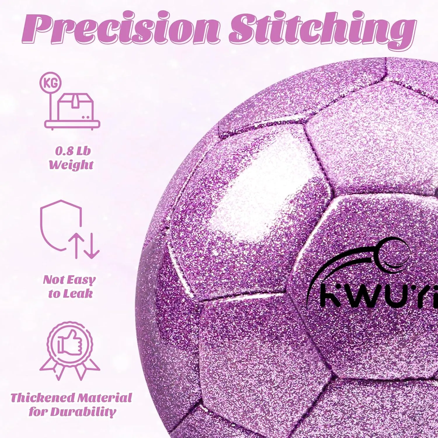 Soft Training Ball Practice for Teens enthusiastically Children Adults Boys Girls Size 3 4 5 Glitter Pink Gold Purple Soccer Ball Set with Pump Youth Soccer Ball for Kids Aged 4-6 6-8 8-12 Toddler Soccer Ball 