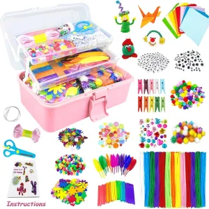 sorghum pocket hierarchy vaguest dish Arts and Crafts Supplies for Kids DIY Craft Kits Art Supplies Materials Kids Crafts Set with Pipe Cleaners Craft Box Preschool Homeschool Toys Gift for Boys and Girls Age 4 5 6 7 8 VLUSSO 