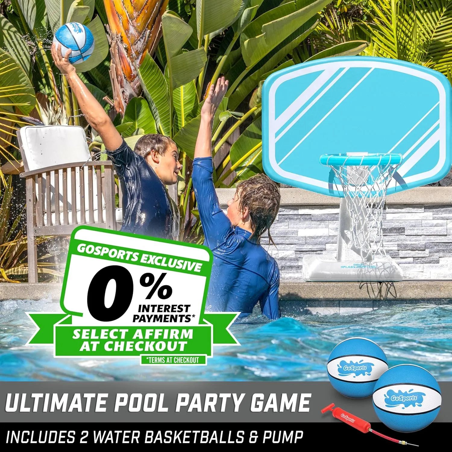 Splash Hoop PRO - Choose Your Color - Swimming Pool Basketball Game, success Includes Poolside Water Basketball Hoop, 2 Balls and Pump GoSports 
