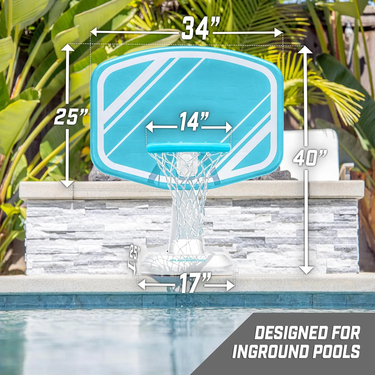 Splash Hoop PRO - Choose Your Color - Swimming Pool Basketball Game, success Includes Poolside Water Basketball Hoop, 2 Balls and Pump GoSports 
