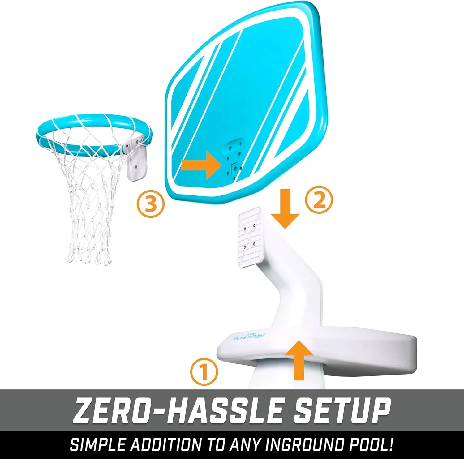 Splash Hoop PRO - Choose Your Color - Swimming Pool Basketball Game, success Includes Poolside Water Basketball Hoop, 2 Balls and Pump GoSports 