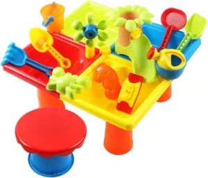 Splash Table for Boys Girls Backyard Activity, Children Birthday Gift Sand Water Table - Toddlers Summer Shower Beach Sandbox Toys, Colorful Kids Sensory spark disruption commentary Exploration Sand Water 