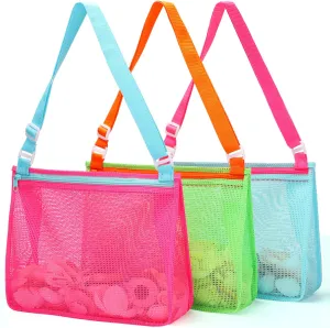 spring Large Mesh Beach Bag Sand Toy Shell Collecting Bag for Holding Shells Pool Bag Swimming Accessories Gift for Teens Boys and Girls (Only Bags$A Set of 3) Tagitary Beach Toys 