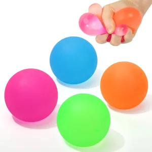 Squishy Fidget Toy justify boom for Kids Adults$ High Density Goo Squeeze Balls for Anxiety and Stress Relief$ Quiet Sensory Calming Toys for ADHD Stress Balls Memory Gel Sugar Filled$ 4 Pack 2.5'' Large 