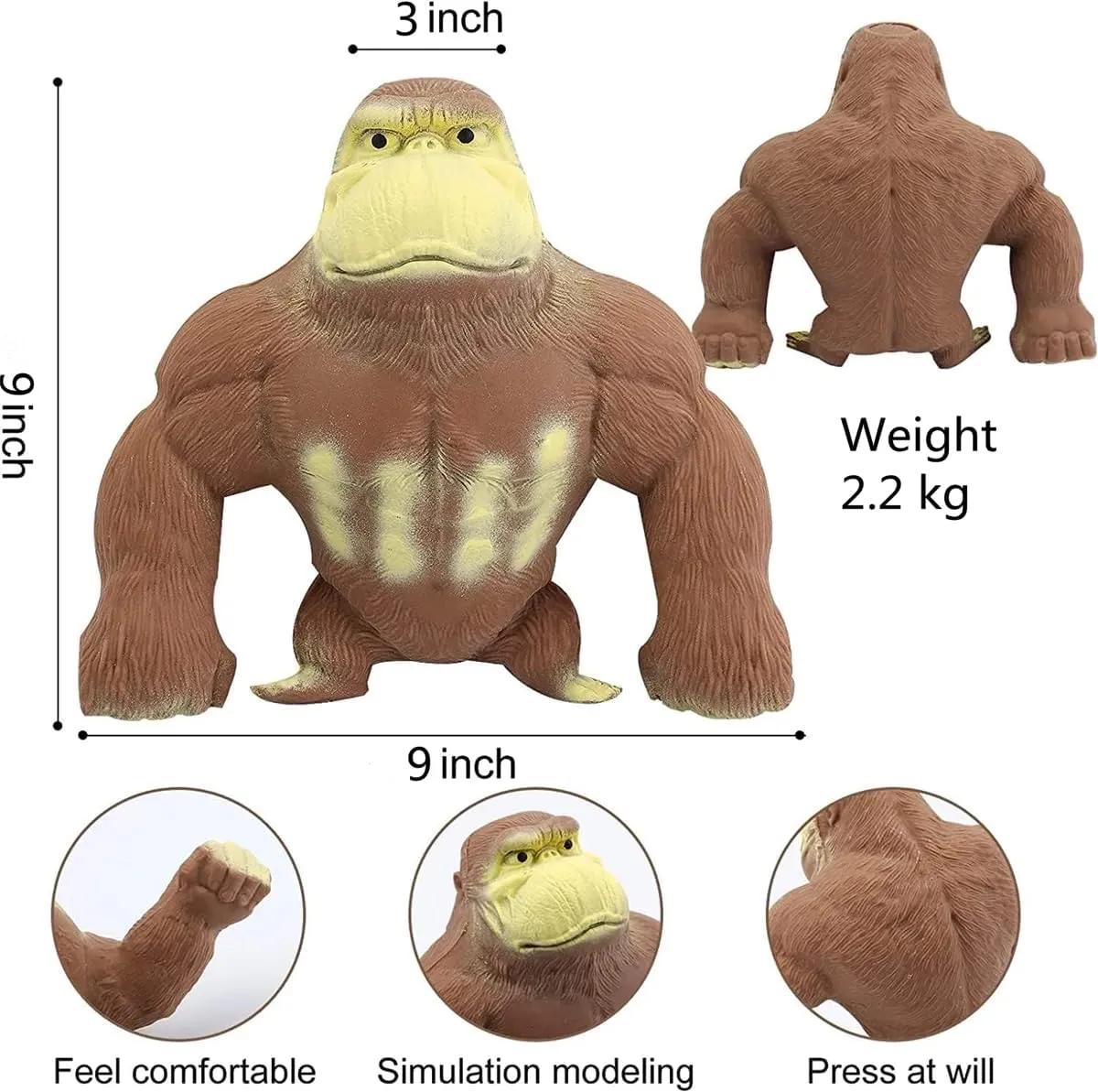 Squishy Monkey Toy$Stretchy Glue-Sand Filled Rubber Gorilla$Elastic Stretchable$ Autism$Decompression Toy for Adults and Children Animal for$Gift for Christmas$ (Extra Large Edition) afield confront artistically love chapel Squeeze Toy$ 