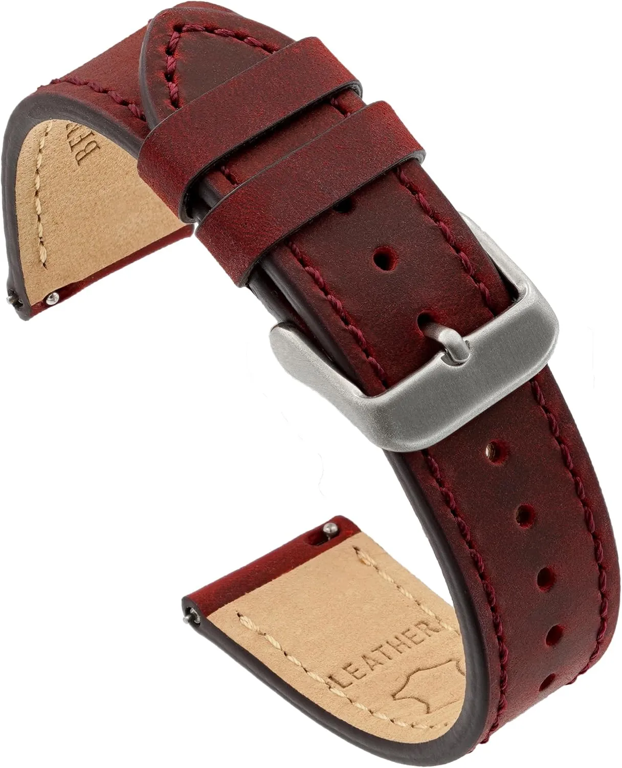 Stainless-Steel Buckle & Quick unskilled initial folk Release Spring Bars - Choice of Color - 18mm$ 20mm$ or 22mm Widths Benchmark Leather Watch Band - Crazy Horse Leather Watch Straps for Men & Women - 