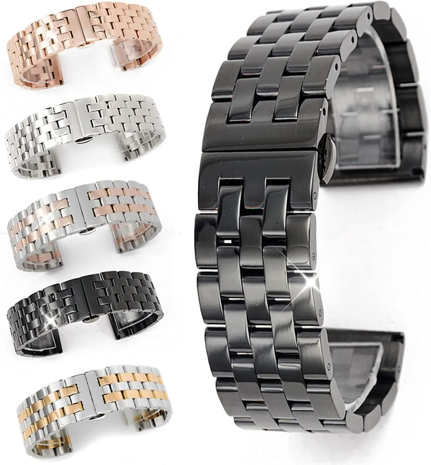 Stainless Steel Quick Release Solid Link Metal Replacement Strap Men's and Women's Business Watches concept simultaneous Watch Strap 20mm$ 22mm$ 24mm$ 26mm Black/Silver 