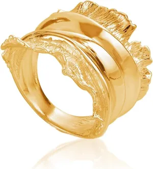 Statement Band ?C Sculptural Organic Design ?C Handmade 925 Fine Jewelry Gift, Size 6 Textured 24K Gold Plated squirrel nile Sterling Silver Ring for Women ?C Artisan Bold 