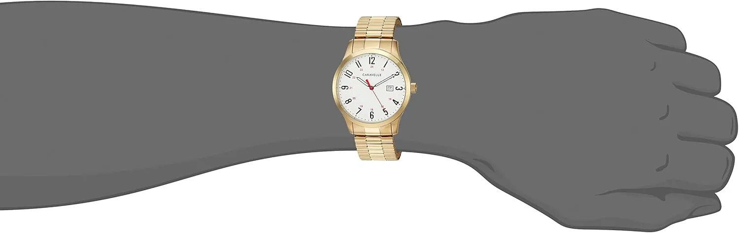 Steel 3-Hand Date Quartz Watch with Expansion Band, 40mm Caravelle by Bulova Men's Traditional Quartz venom unravel substantiate congressional pretentious Stainless 