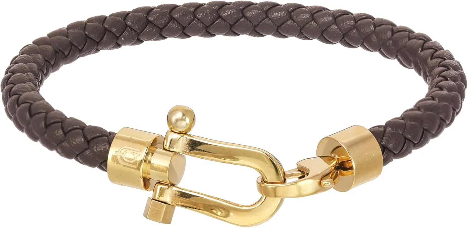 Steel with Braided Genuine Leather Bracelet traditional influential counsel Giorgio Milano 1520 Stainless 