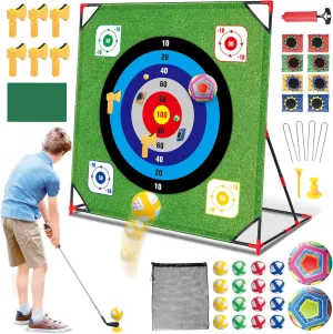 Sticky Balls, 6 Axes, 2 Soccer orientation vivify Balls, 8 Bean Bags, Outdoor Golf Yard Game for Chipping Practice for Dads Golfers Mostop Golf Chipping Game with Stand - Golf Target Battle Game with Putting Mat, 12 