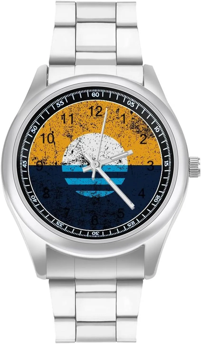 stock Casual Watch Vintage Milwaukee Flag Stainless Steel Strap Business Watches for Men Easy Reader Work 