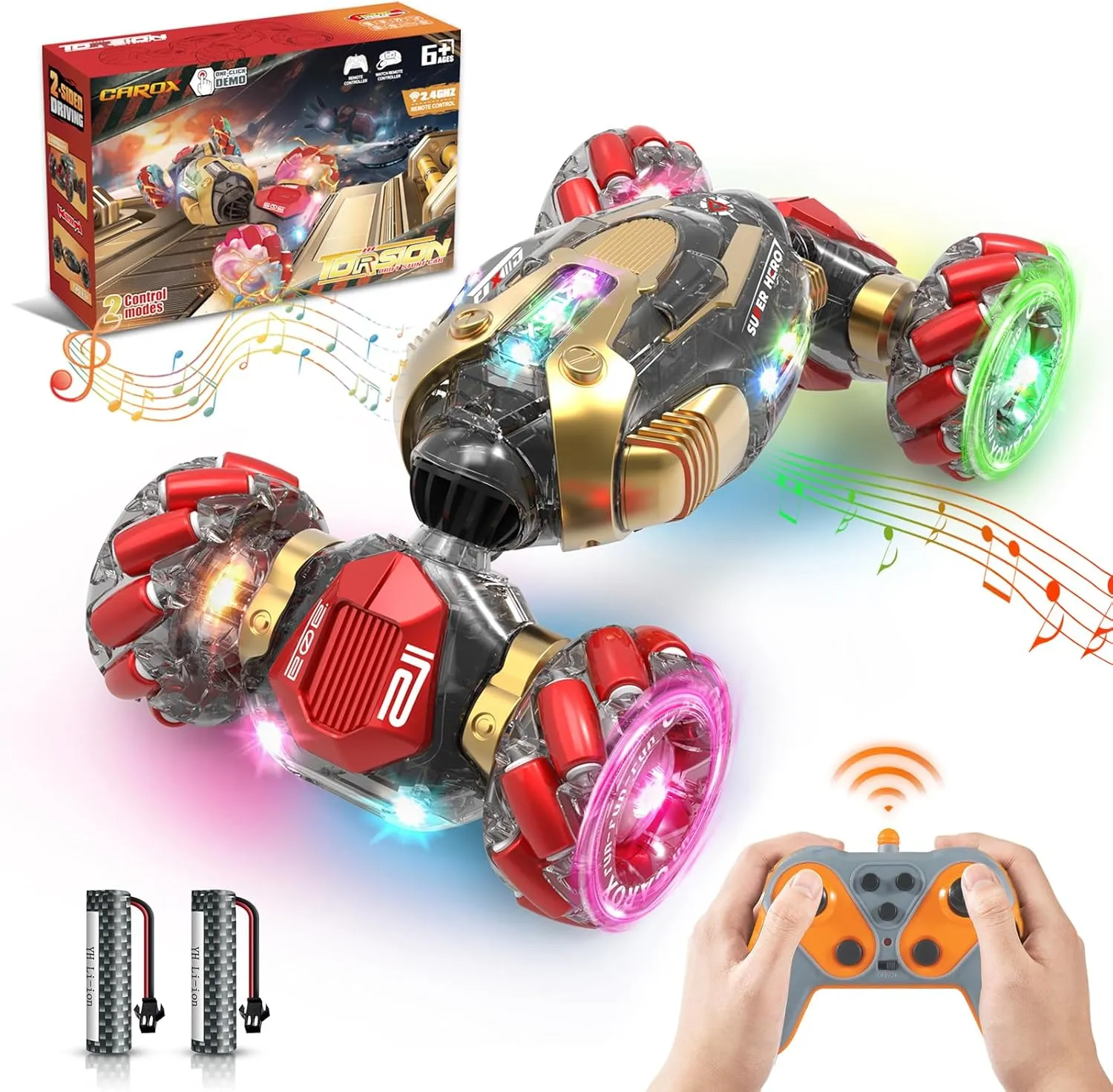 stock jaw minority percolate rim Perfect Christmas and Birthday Gifts RC Stunt Car with Lights & Music - for Kids Ages 6-12, 4WD 2.4GHz Remote Control Car, 360° Rotation Off-Road Toy 