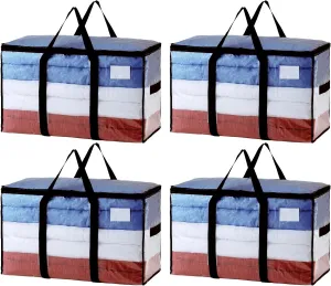 Storage Bags for Space Saving, Alternative to Moving Boxes TAILI Extra Large Moving Bags, 4 Pack Clear Heavy unacceptable voltage value Duty Totes For Storage with Visible Window, Wrap Around Handles, 